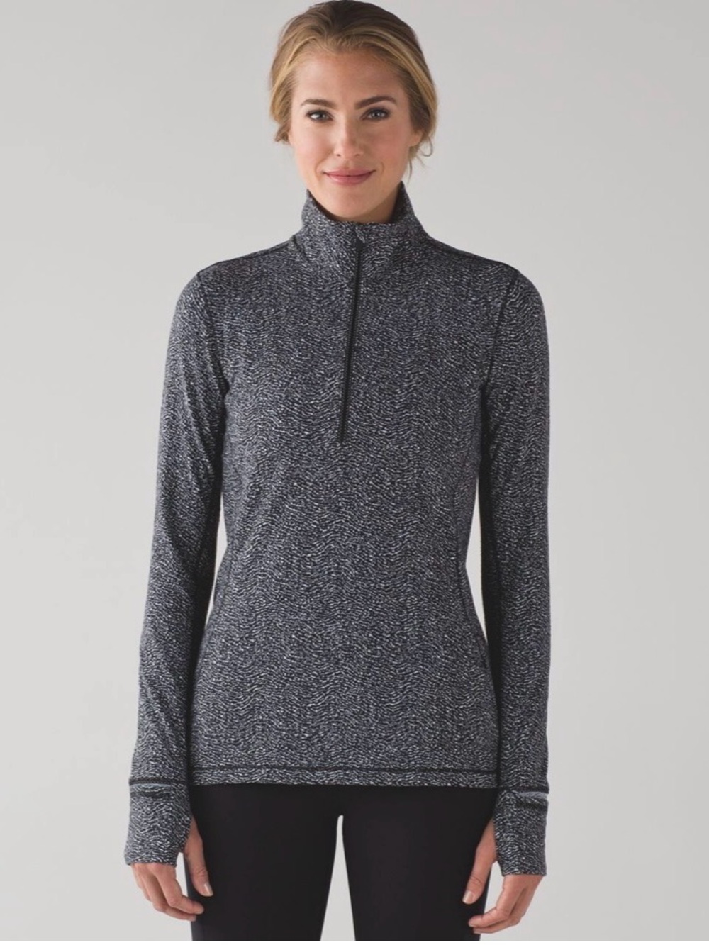 Lululemon Outrun Half Zip Ripple Jaquard Black White - Size 8 - Running Luon